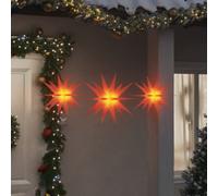 vidaXL Étoiles de Moravie avec LED 3 pcs pliable rouge