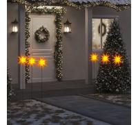 Lumières de Noël avec Piquets LED Pliables Décorations Noël 3 pcs Jaune vidaXL