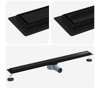 vidaXL Évacuation de douche 2-en-1 avec siphon à 360° Noir 90 cm, Drain de douche réglable, accessoire de plomberie moderne, couvercle de salle de bain en acier inoxydable, système domestique, accesso