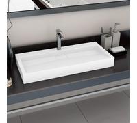 vidaXL évier 100 x 46 x 11 cm bloc marbre/minéral blanc