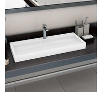 vidaXL évier 120 x 46 x 11 cm bloc marbre/minéral blanc