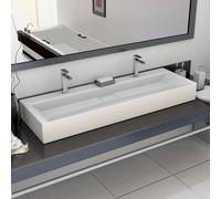 vidaXL évier 120 x 46 x 11 cm bloc marbre/minéral blanc