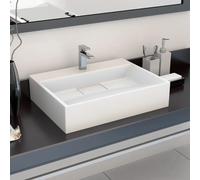 vidaXL évier 50 x 38 x 13 cm bloc marbre/minéral blanc