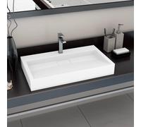 vidaXL évier 80 x 46 x 11 cm bloc marbre/minéral blanc