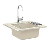 vidaXL Évier Beige 430 x 460 mm 80% Quartz et 20% Résine