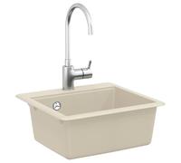 vidaXL Évier Beige 470 x 440 mm Granite, Évier de Cuisine rectangulaire, Moderne et stylé, en résine Quartz, résistant à la Chaleur, Top, Fonctionnel, Polyvalent