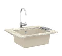 vidaXL Évier Beige 530 x 460 mm 80% Quartz et 20% Résine
