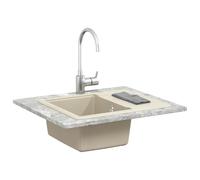 vidaXL Évier Beige 560 x 460 mm 80% Quartz et 20% Résine