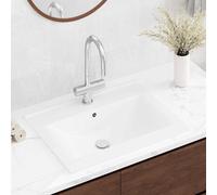 vidaXL évier blanc en céramique de luxe avec trou de robinet 60 x 46 cm