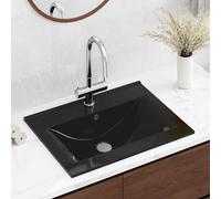 vidaXL évier blanc en céramique de luxe avec trou de robinet 60 x 46 cm
