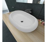 vidaXL évier blanc en céramique de luxe ovale 63 x 42 cm