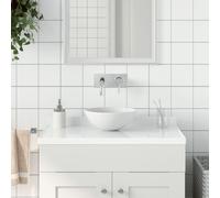 vidaXL évier de bain en céramique blanc mat rond