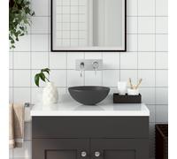 vidaXL évier de bain en céramique gris foncé rond