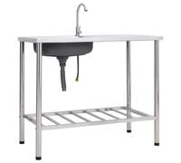 vidaXL Évier de camping Seul lavabo avec robinet Acier inoxydable