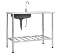 vidaXL Évier de camping Seul lavabo avec robinet Acier inoxydable