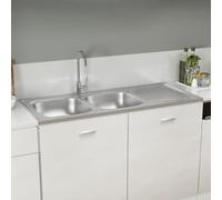 vidaXL Évier de cuisine à double évier argenté 1200x500x155 mm inox