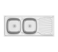 VidaXL Évier de cuisine à double lavabo Argenté 1200x600x155 mm Inox