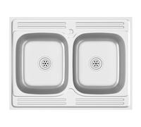 VidaXL Évier de cuisine à double lavabo Argenté 800x600x155 mm Inox