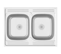 VidaXL Évier de cuisine à double lavabo Argenté 800x600x155 mm Inox