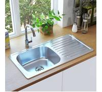 vidaXL Évier de cuisine 145073 – encastré rectangulaire, acier durable avec crépine et piège