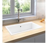 vidaXL Évier de cuisine avec trou de trop-plein Blanc Granit