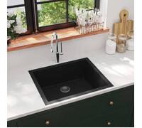 vidaXL Évier de cuisine avec trou de trop-plein Noir Granit 147069