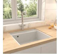 vidaXL Évier de cuisine 147064 Encastré carré réversible avec trou de trop-plein Granit blanc