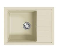 vidaXL Evier de Cuisine avec Trou de Trop-plein Ovale Evier Encastré Extra-profond Décoration de Cuisine Intérieur Maison Granit Beige