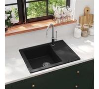 vidaXL Evier de Cuisine avec Trou de Trop-plein Ovale Evier Encastré Extra-profond Décoration de Cuisine Intérieur Maison 147101 Noir G
