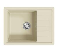 vidaXL Evier de Cuisine avec Trou de Trop-plein Ovale Evier Encastré Extra-profond Décoration de Cuisine Intérieur Maison Granit Beige