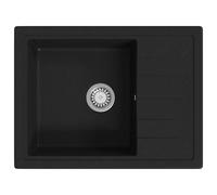 vidaXL Évier de cuisine avec trou de trop-plein ovale Noir Granit