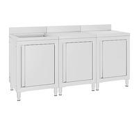 vidaXL Evier de Cuisine Commercial Vier de Restauration Hôtel Garage Lieu de Travail Gastronomie Maison Intérieur 180x60x96 cm Acier Inoxydable