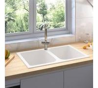 vidaXL Évier de Cuisine Blanc 760x480x184 mm Granit