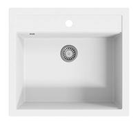 Évier de cuisine en granit - VIDAXL - Seul lavabo - Blanc - Rectangulaire - Réversible