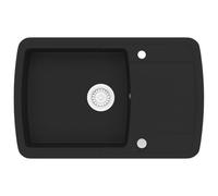 vidaXL Évier de cuisine en granit bac unique encastré réversible Noir