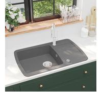 vidaXL Évier de Cuisine en Granit Bac Unique Gris Décor de Cuisine Maison 142945