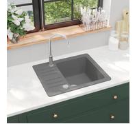 vidaXL Évier de cuisine en granit Bac unique Gris