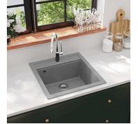 Evier de Cuisine Granit Seul Lavabo Beige Réversible Encastré Maison vidaXL
