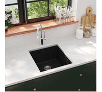 Evier de Cuisine en Granit Bac Unique Noir Décoration Cuisine Maison 142960