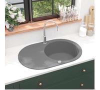 vidaXL Évier de Cuisine en Granit Bac Unique Ovale Gris Décor Cuisine Maison 142959