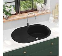 vidaXL Évier de cuisine Bac unique Ovale en granit Noir