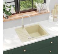 vidaXL évier de cuisine en granit baignoire simple beige