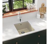 vidaXL évier de cuisine en granit baignoire simple beige