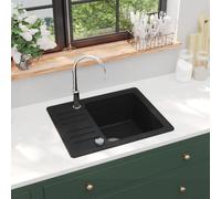 vidaXL évier de cuisine en granit baignoire simple noire