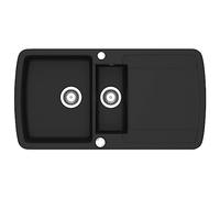 vidaXL Évier de Cuisine en Granit Double Bac Noir Maison Décor de Cuisine 142946