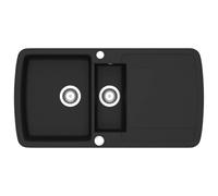 vidaXL Évier de Cuisine en Granit Double Bac Noir Maison Décor de Cuisine