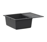 vidaXL Évier de cuisine en granit Graphite 62 x 50 x 20 cm | Composé d'un matériau composite composé de 80 % de quartz et 20 % de résine, cet évier rectangulaire est résistant à la