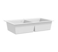 vidaXL Évier de cuisine encastrable à 2 bacs Blanc