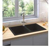 vidaXL Évier de cuisine noir 760x480x184 mm granit
