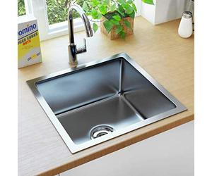 vidaXL Evier de Cuisine Fait à la Main Evier Encastré Evier Rectangulaire Évier à Vasque Intérieur Maison Robuste Résistant Acier Inoxydable